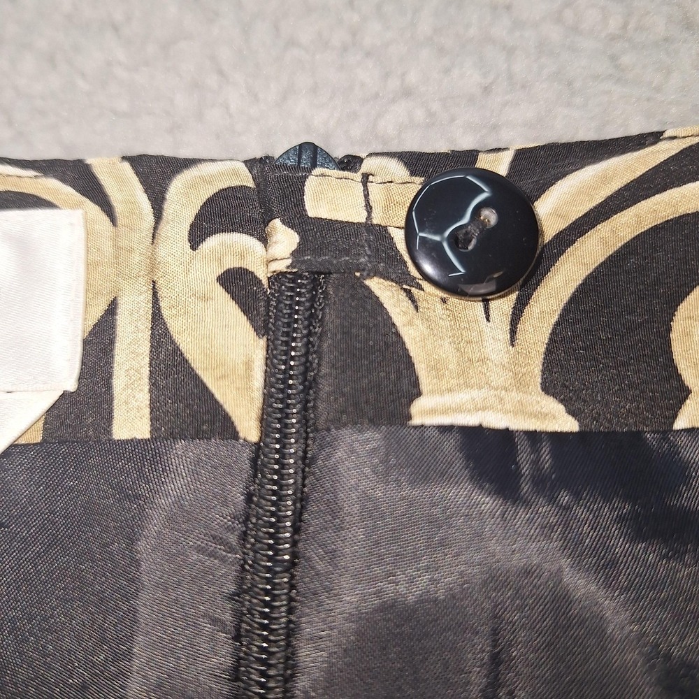 Talbots Skirt Womens 16 Black Tan Pure Silk Greek Key Geometric Midi Pencil - Picture 4 of 8